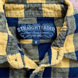 STRAIGHT FADED size M Yellow/Black Plaid Flannel Button-Down Shirt